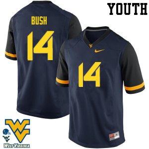 Youth West Virginia Mountaineers NCAA #14 Tevin Bush Navy Authentic Nike Stitched College Football Jersey ME15A73SX